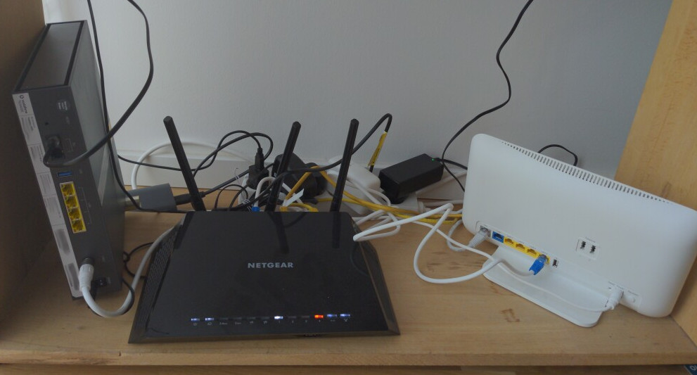 Cable router, home router, DSL router, rear view