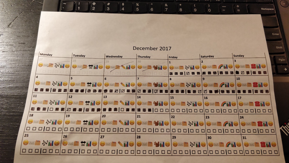 The fourth version of the emoji calendar